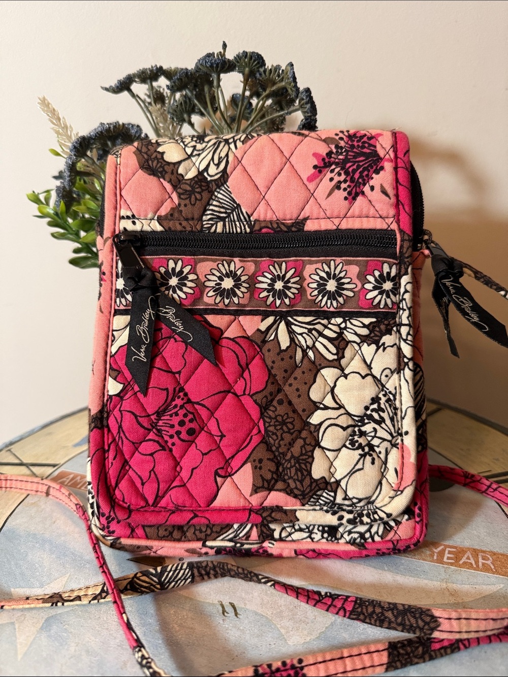Vera Bradley Pink Floral Quilted Crossbody Bag